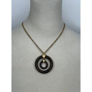 Gold wood circle necklace Y2K